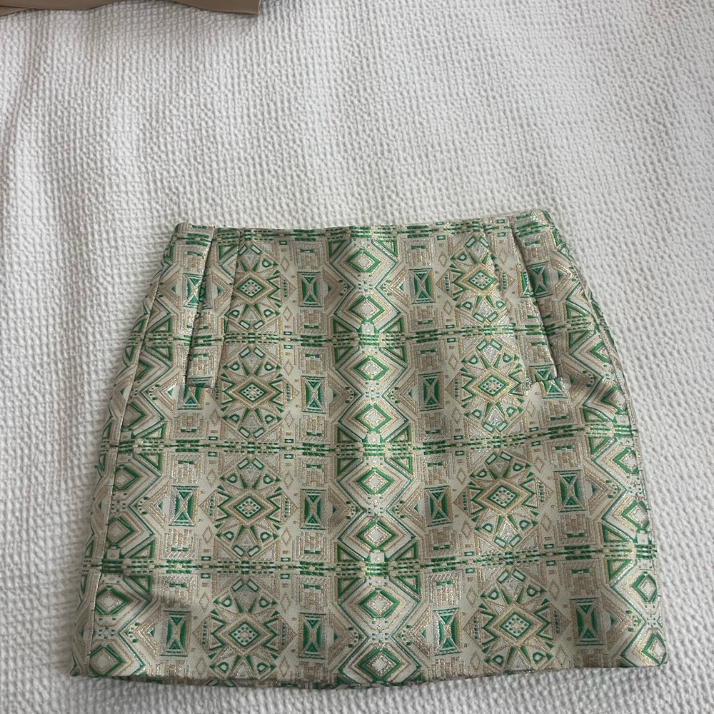 Geometric Green and Cream Skirt